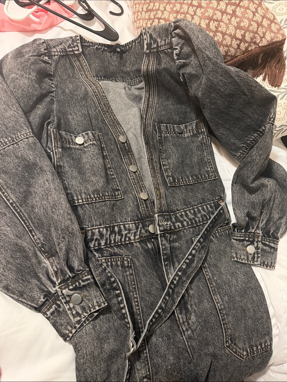 Women's Washed Black Denim Jacket Coat